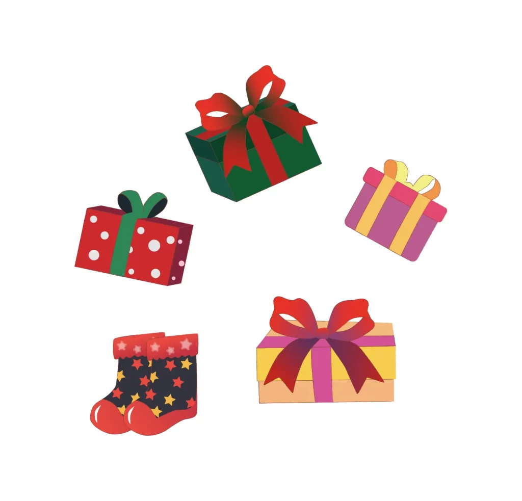 gift box Christmas sock vector illustration