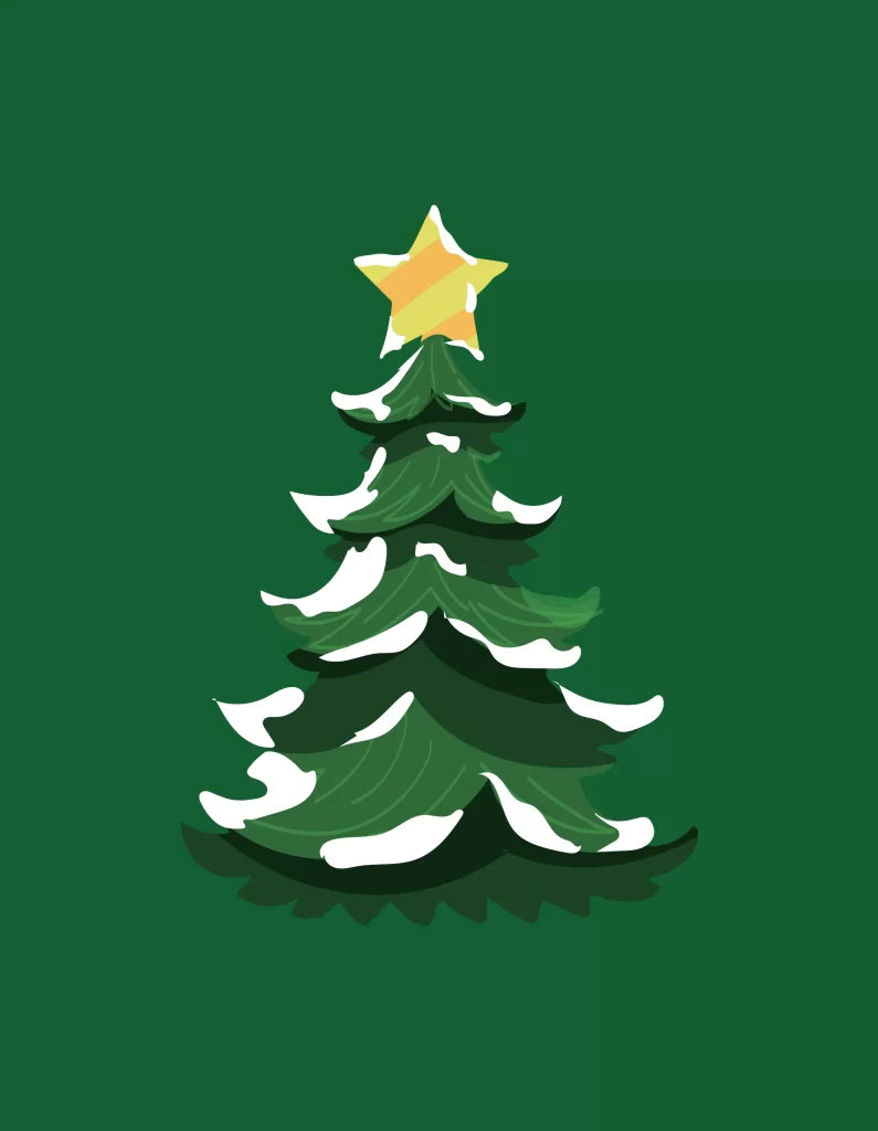 merry christmas tree snow vector illustration
