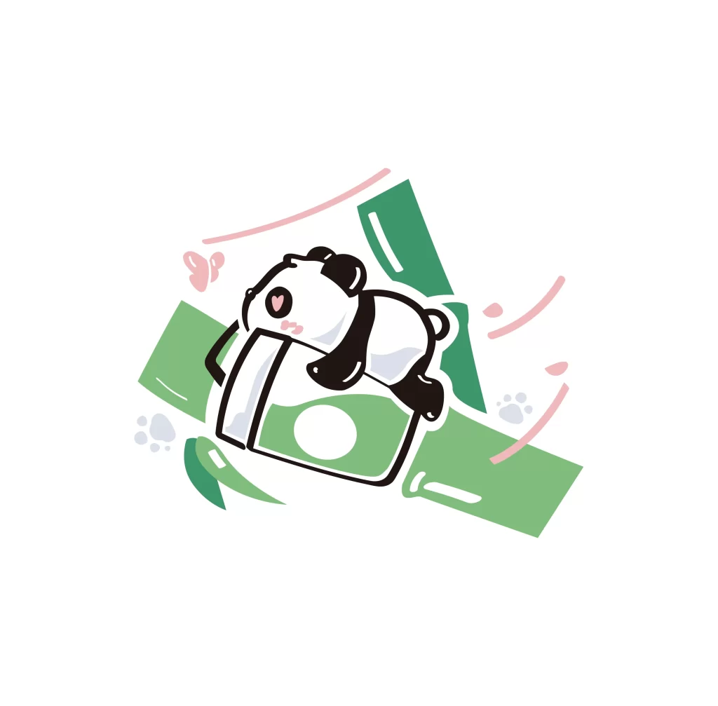 panda bamboo drinking vector illustration