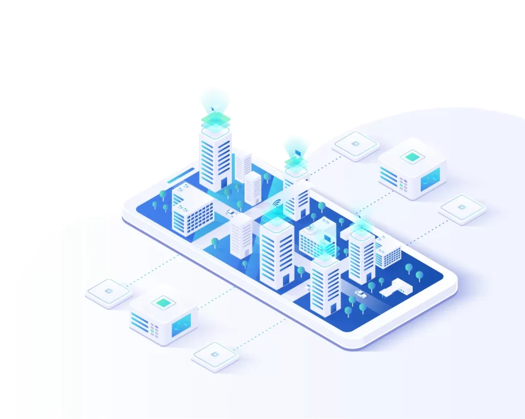 Building smart city smartphone vector illustration