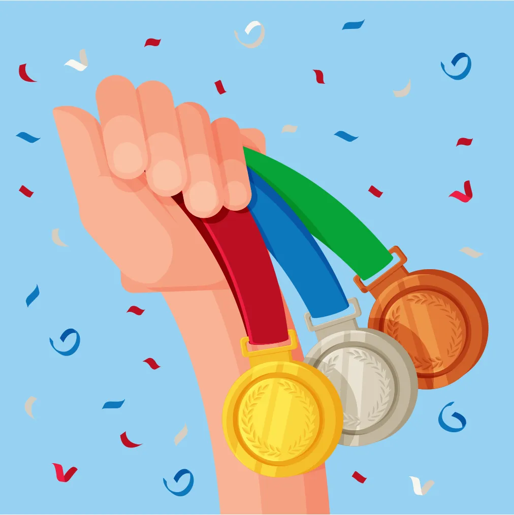 Olympic Games gold medal silver medal bronze medal champion vector illustration