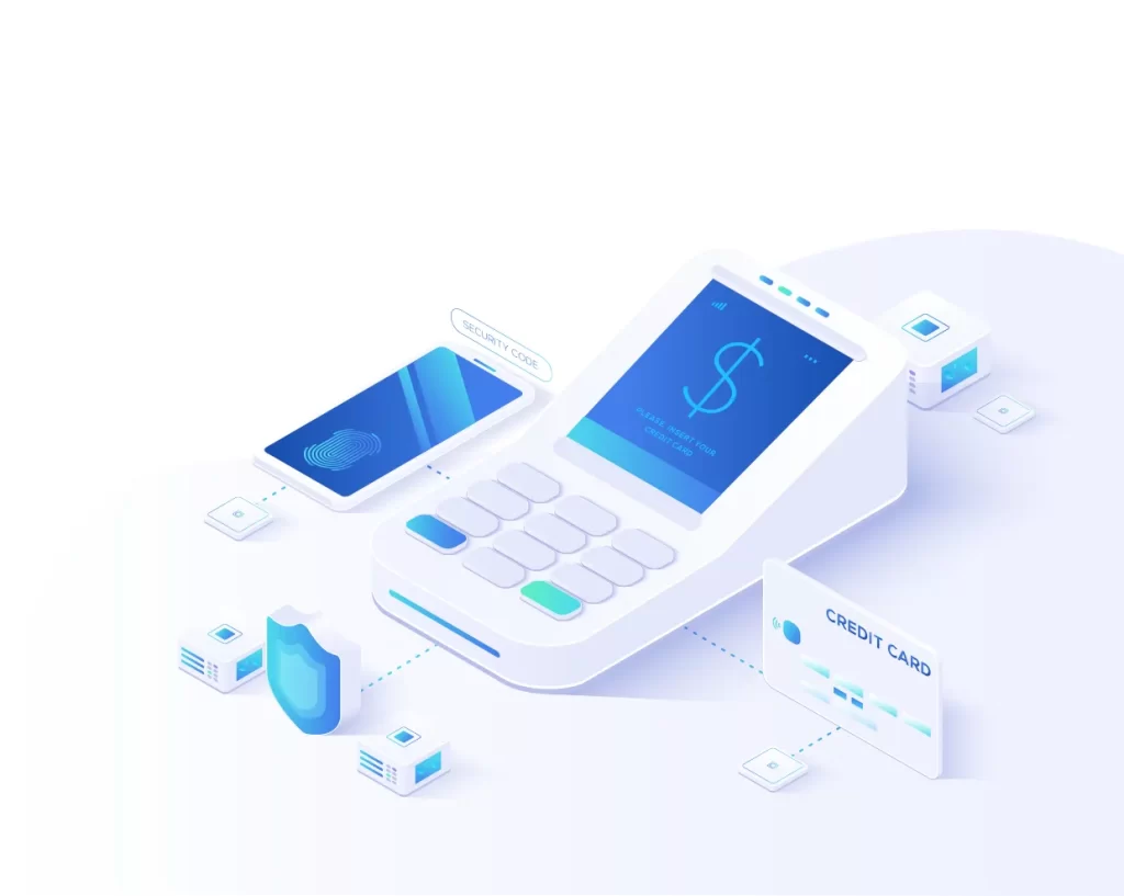 POS machine terminal payment pay vector illustration