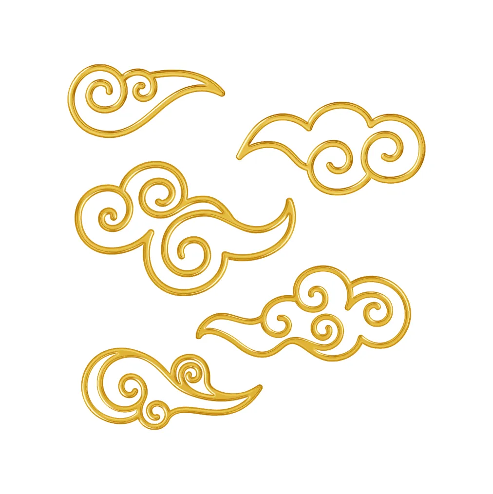 auspicious cloud clouds golden vector icon lines