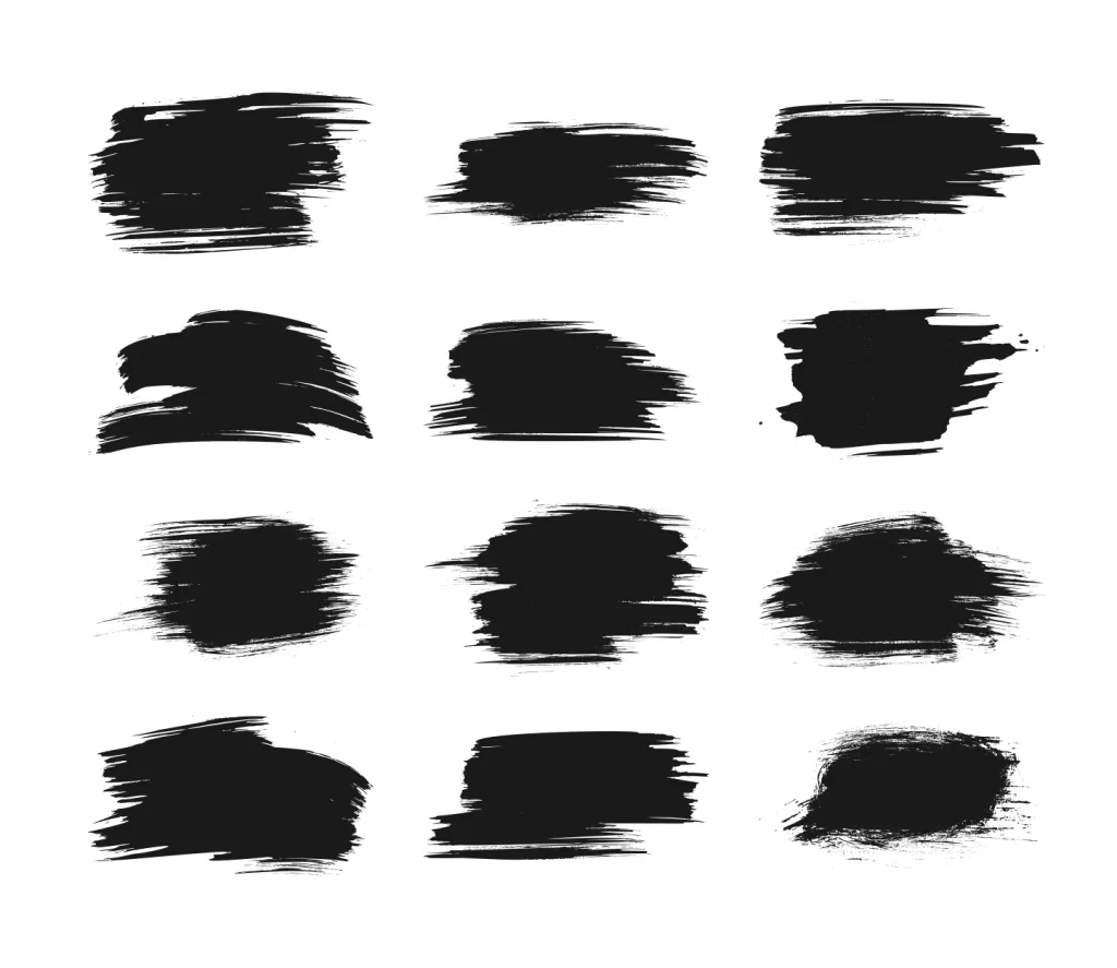 black paint strokes brush ink stain text frame watercolor grunge vector
