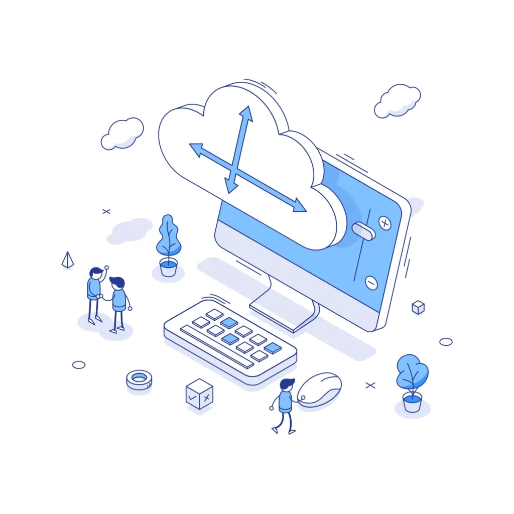 cloud scaling computer vector illustration lines
