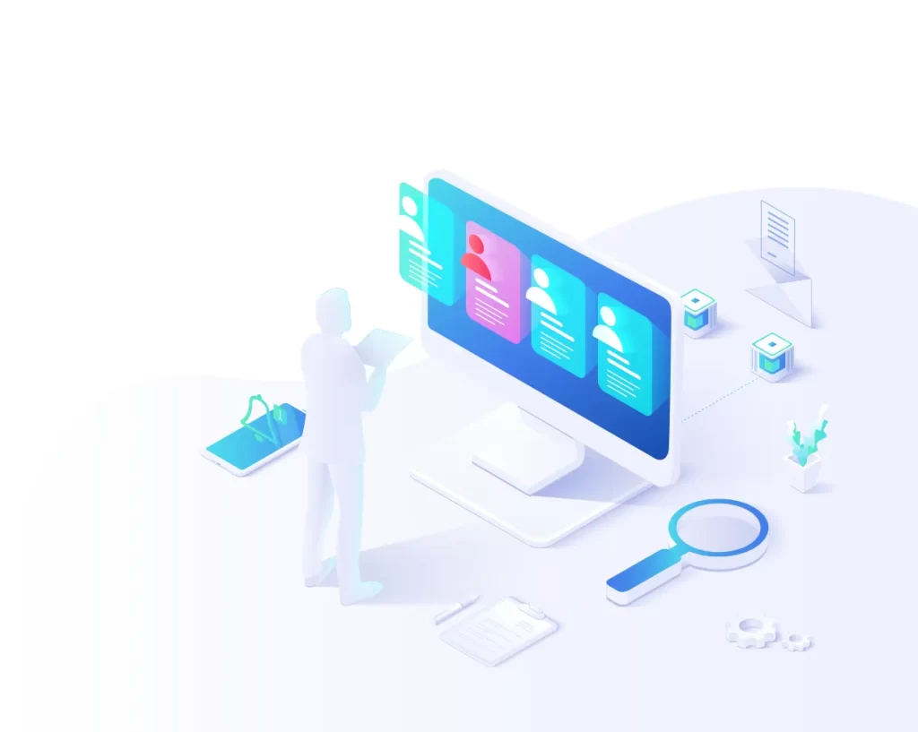 human computer data information vector illustration