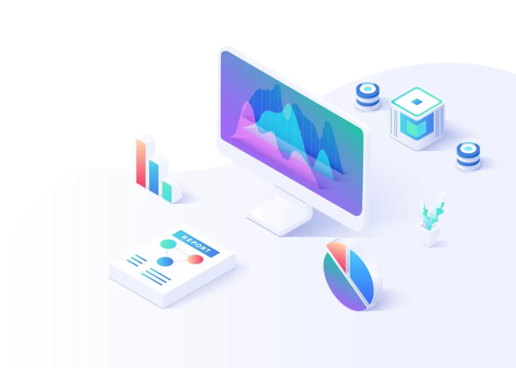 data analytics tools report vector illustration