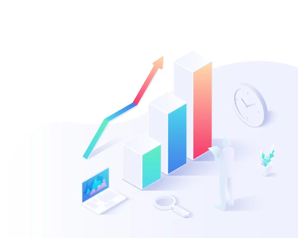 data growth histogram finance vector illustration