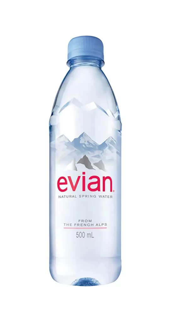 evian natural spring water packaging