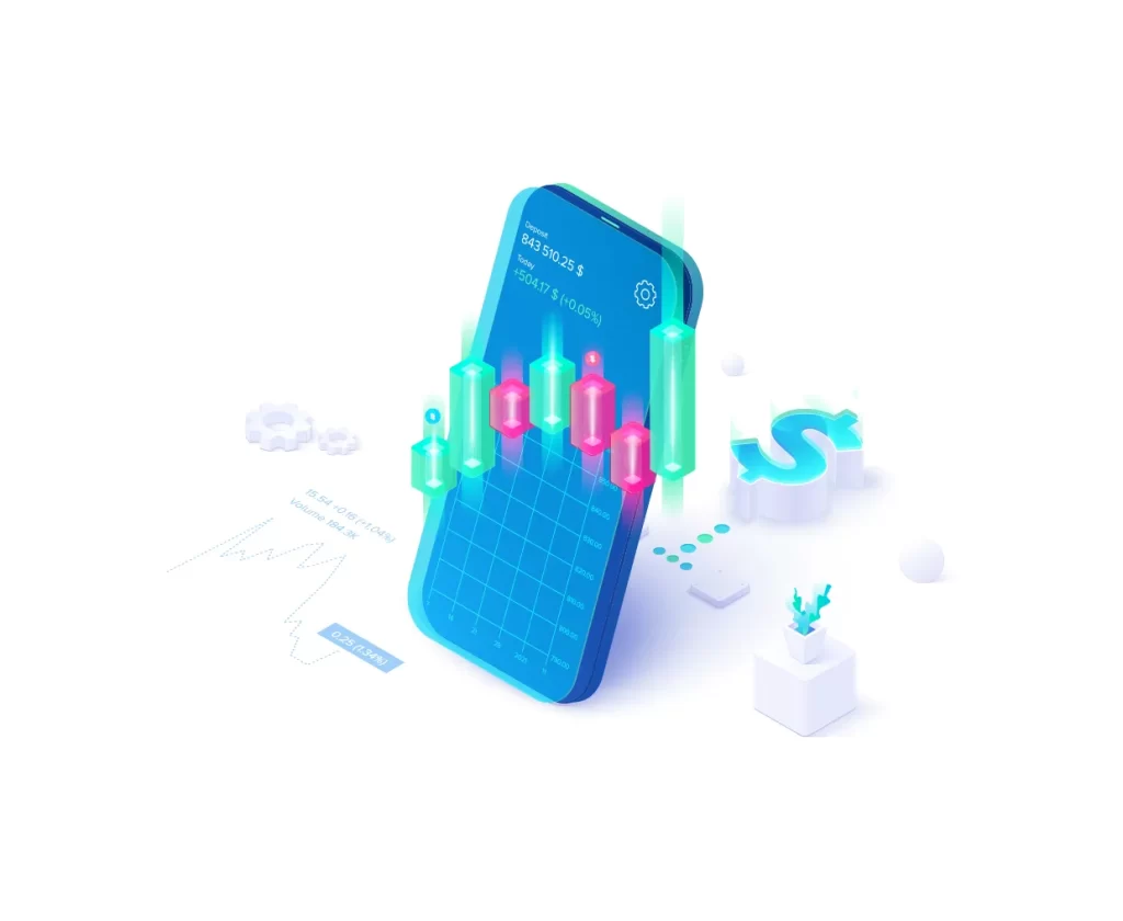 smartphone stock exchange finance Virtual currency dollar vector illustration