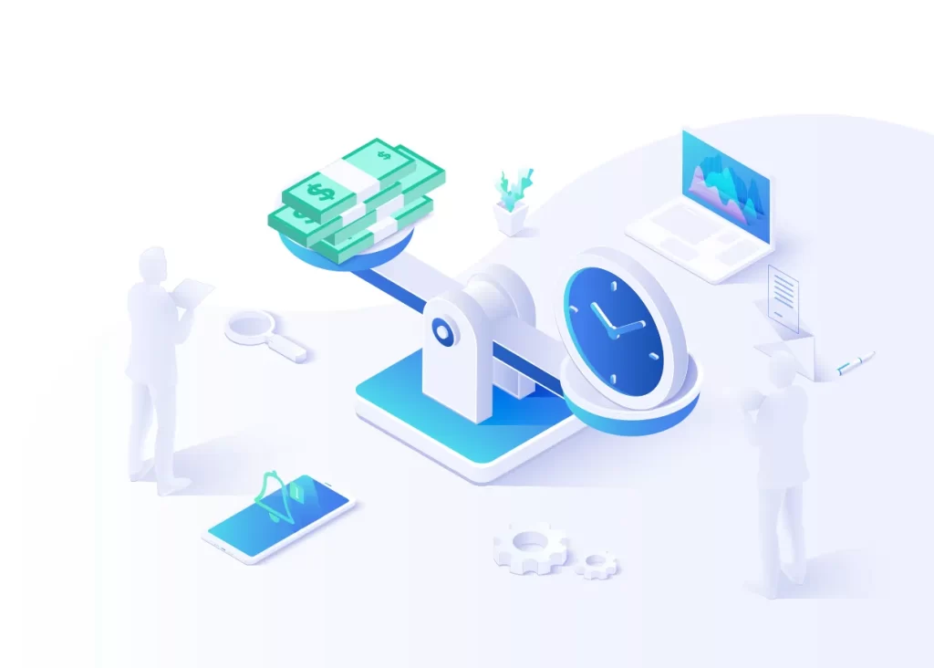 time money cash balance exchange vector illustration