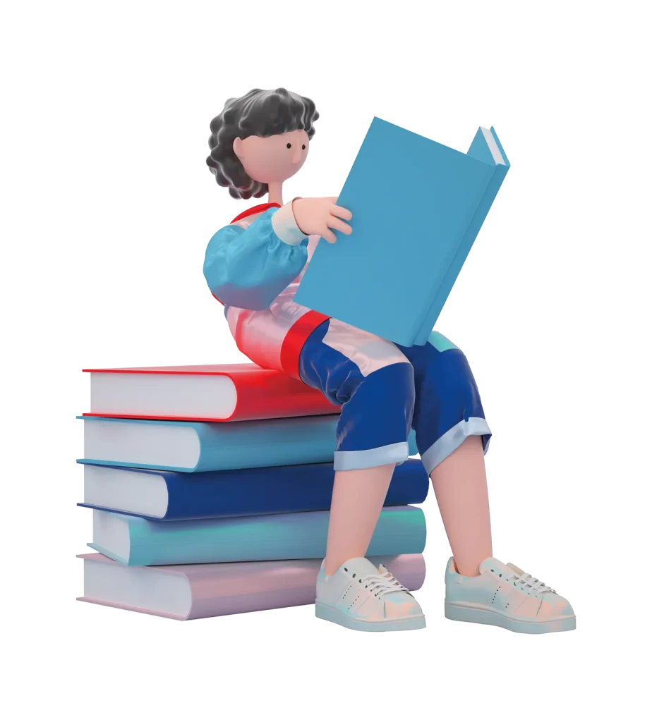 3D boy book read reading