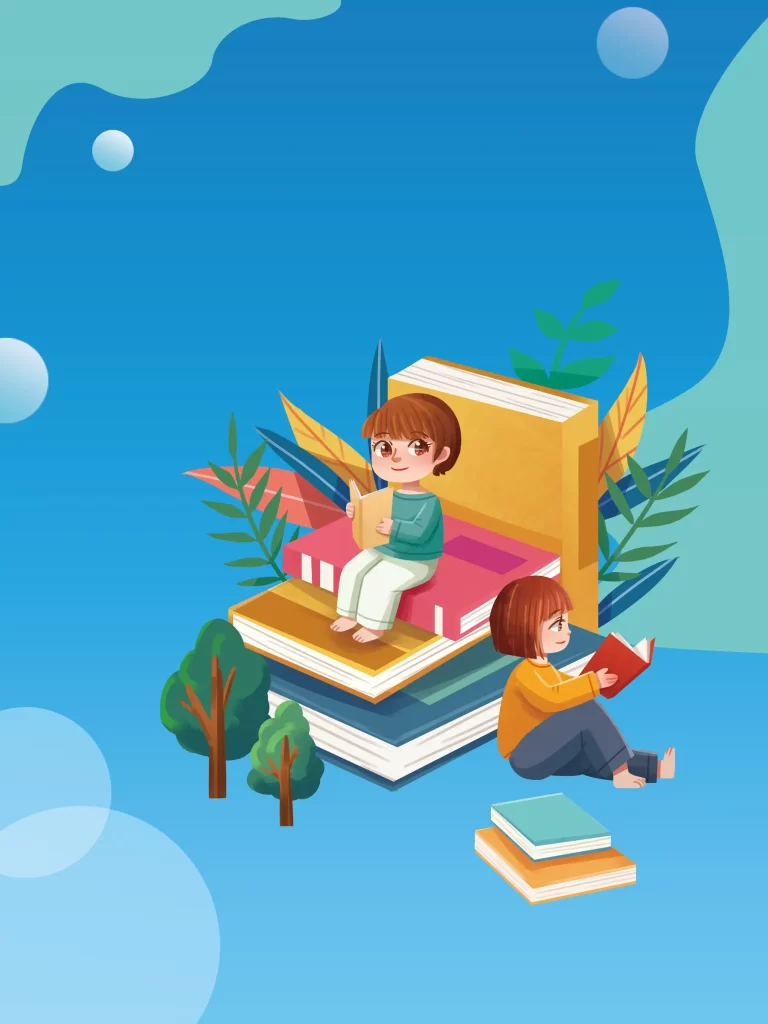 book reading children illustration