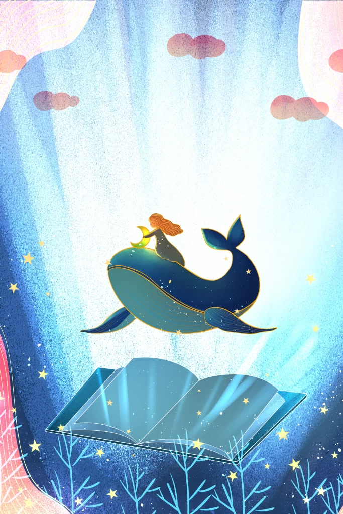book sea girl whale PSD