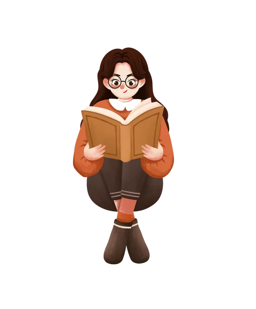 girl read reading book png