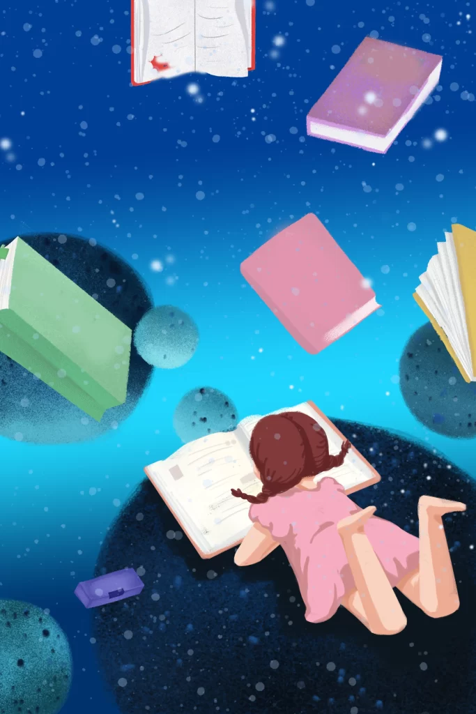girl reading read book study psd