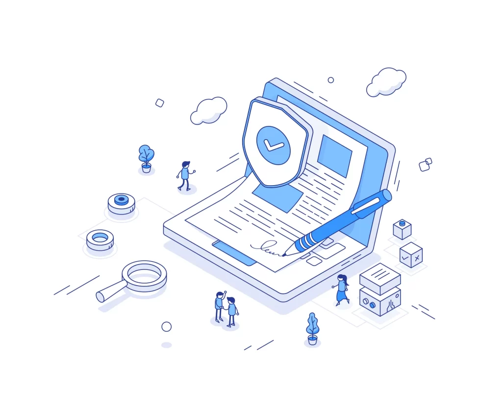Privacy Policy word website laptop vector illustration