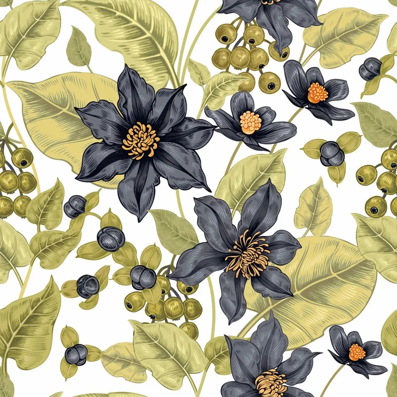 Clematis flower vector background pattern