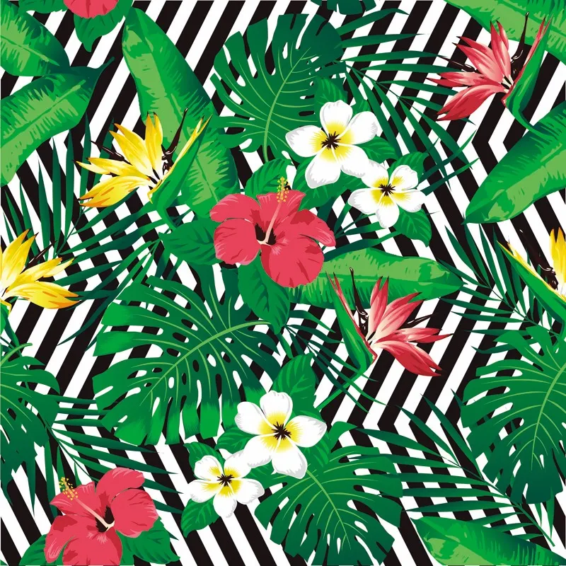 Hibiscus vector flower backgournd leaves pattern