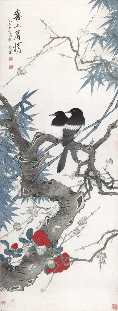 Yu Feian magpie trunk Chinese Ink Painting