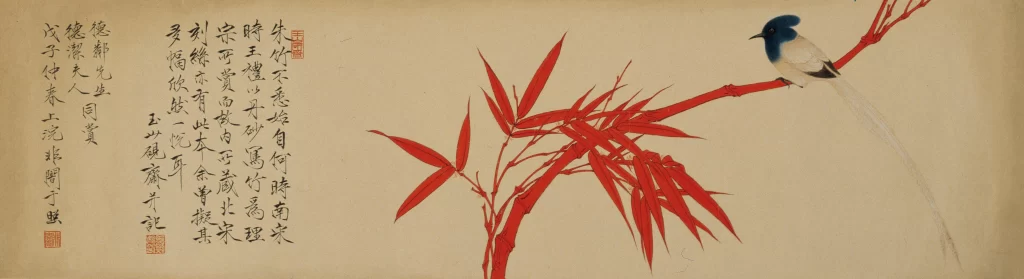 bamboo bird Chinese Ink Painting Yu Feian