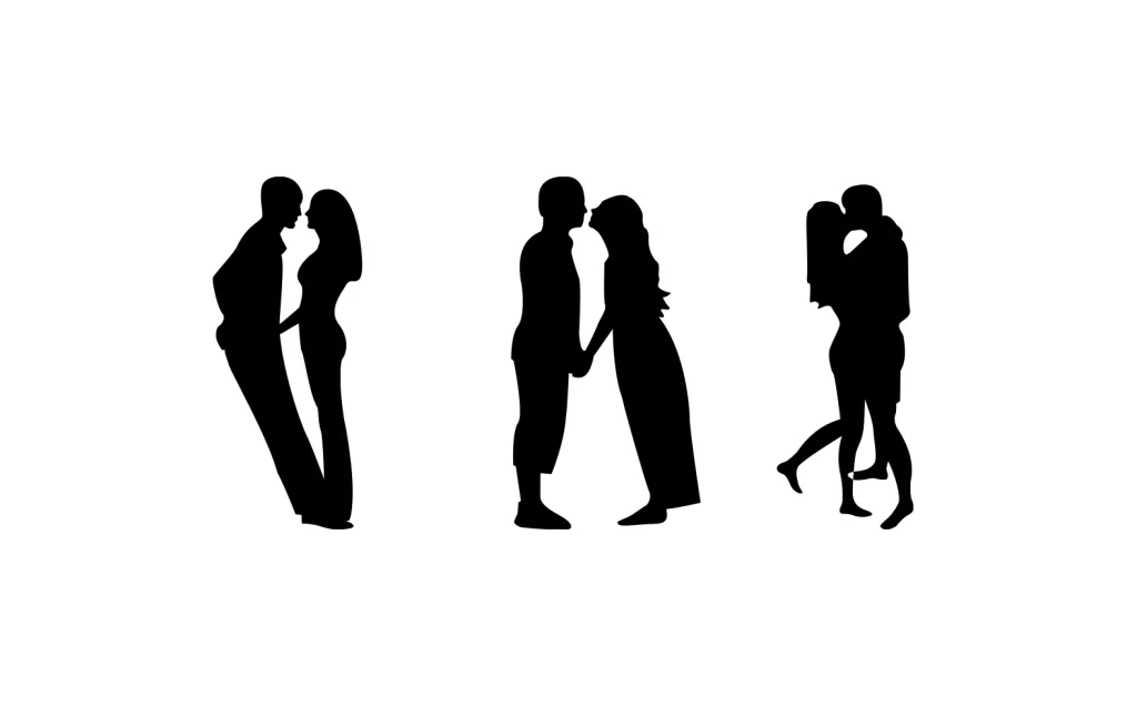 human kiss love vector Silhouette