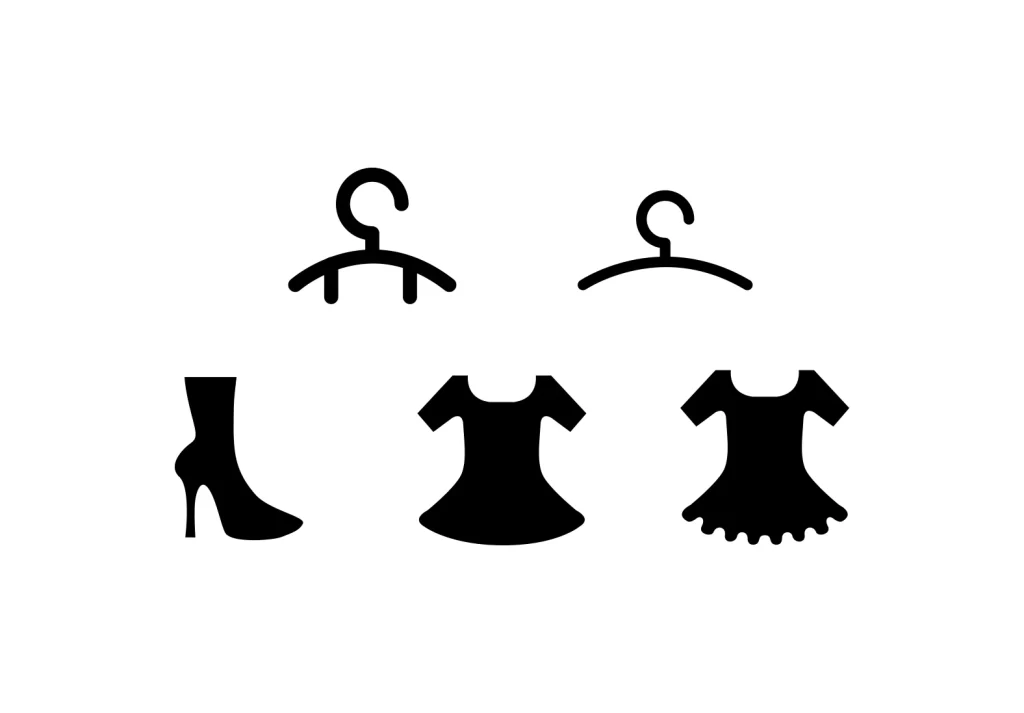 woman dress hanger high-heeled shoes vector icon