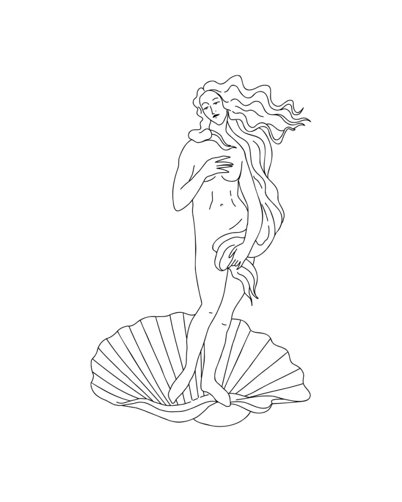 woman shell vector illustration lines