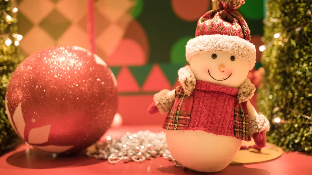 Christmas Snowman Red Ball Ornaments Festive