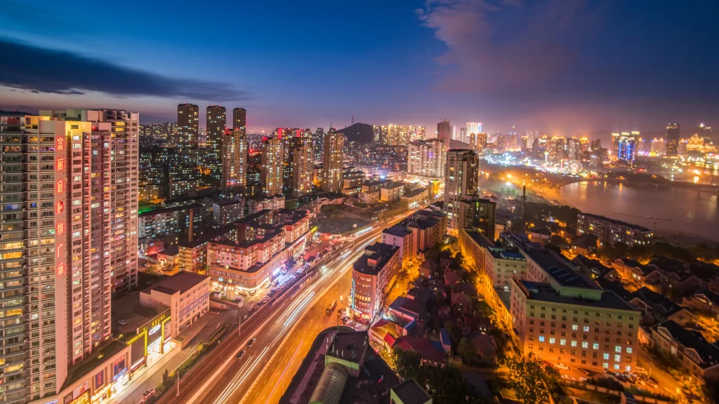 Cityscape Night Lights Skyline Urban River