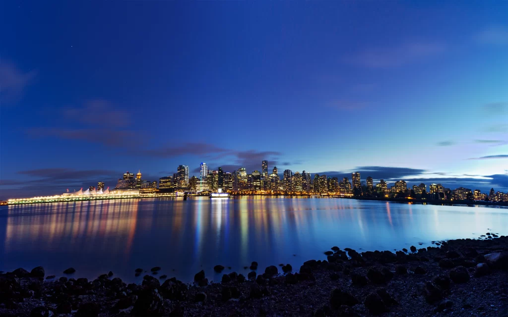 Cityscape Night Lights Water Reflections Skyline Urban