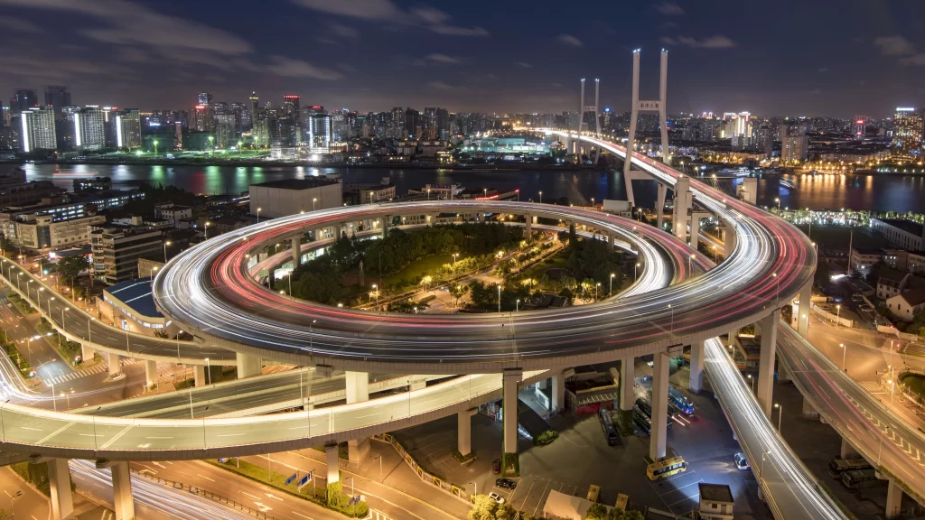 Cityscape Night Traffic Bridge Lights