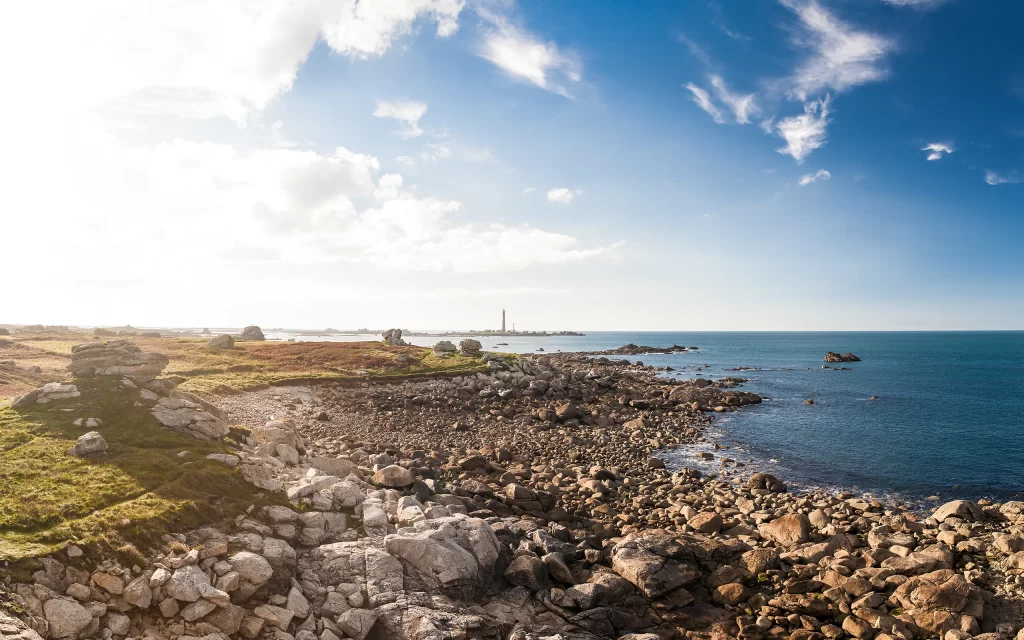 Coastline Rocks Sea Sky Clouds Sunlight