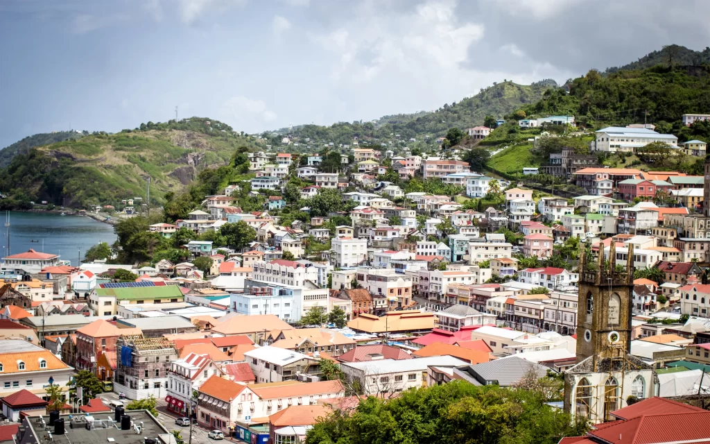 Colorful Houses Hillside Townscape Scenic View