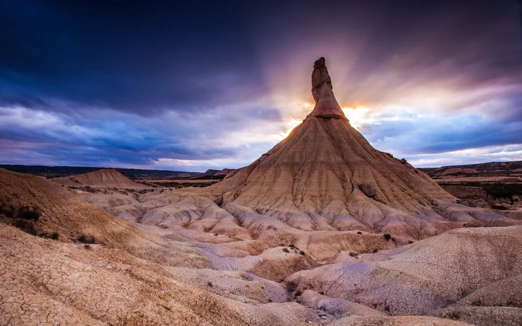 Desert Rock Formation Clouds Sunset Landscape
