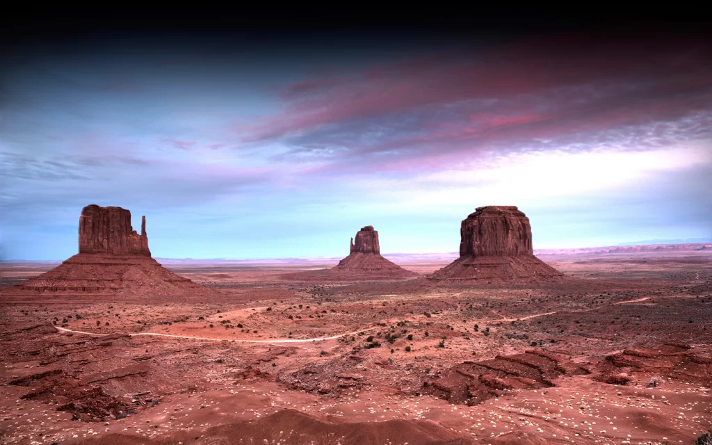 Desert Rock Formations Sky Clouds Sunset