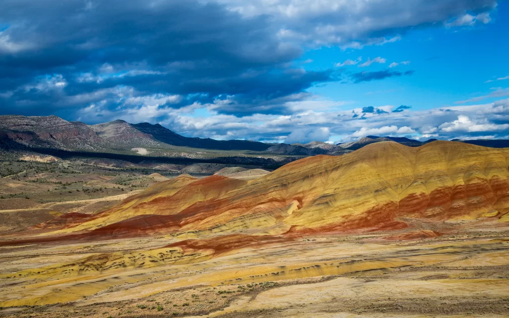 Desert Rocky Hills Mountains Blue Sky Clouds