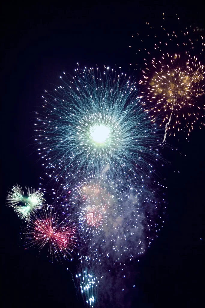 Fireworks Night Sky Celebration Colorful Sparkles Dark