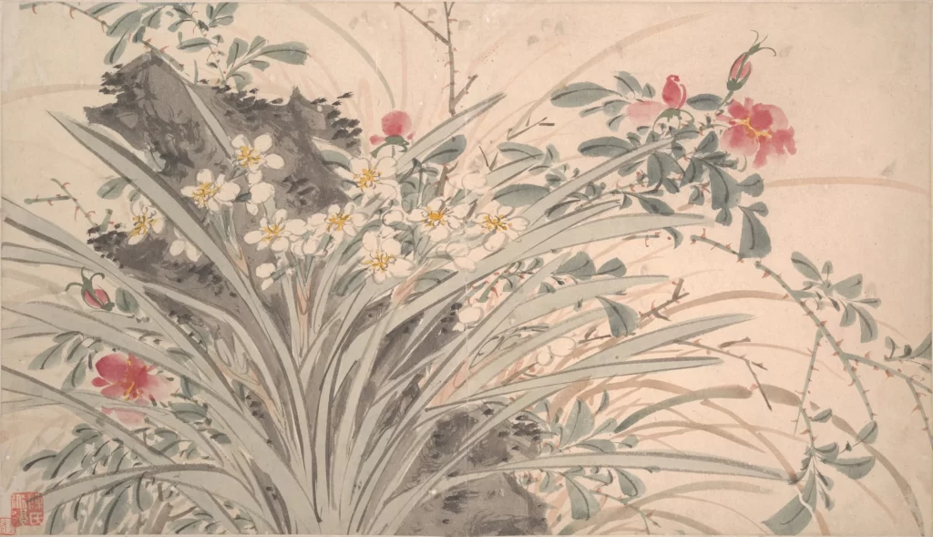 Flowers Leaves Brushstrokes Ink Traditional Nature Chen Chun