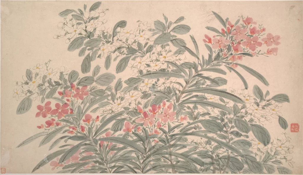 Flowers Leaves Traditional Ink Brushwork Harmony Chen Chun