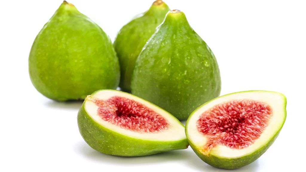 Fresh Figs Green Skin Red Flesh Sweet Juicy