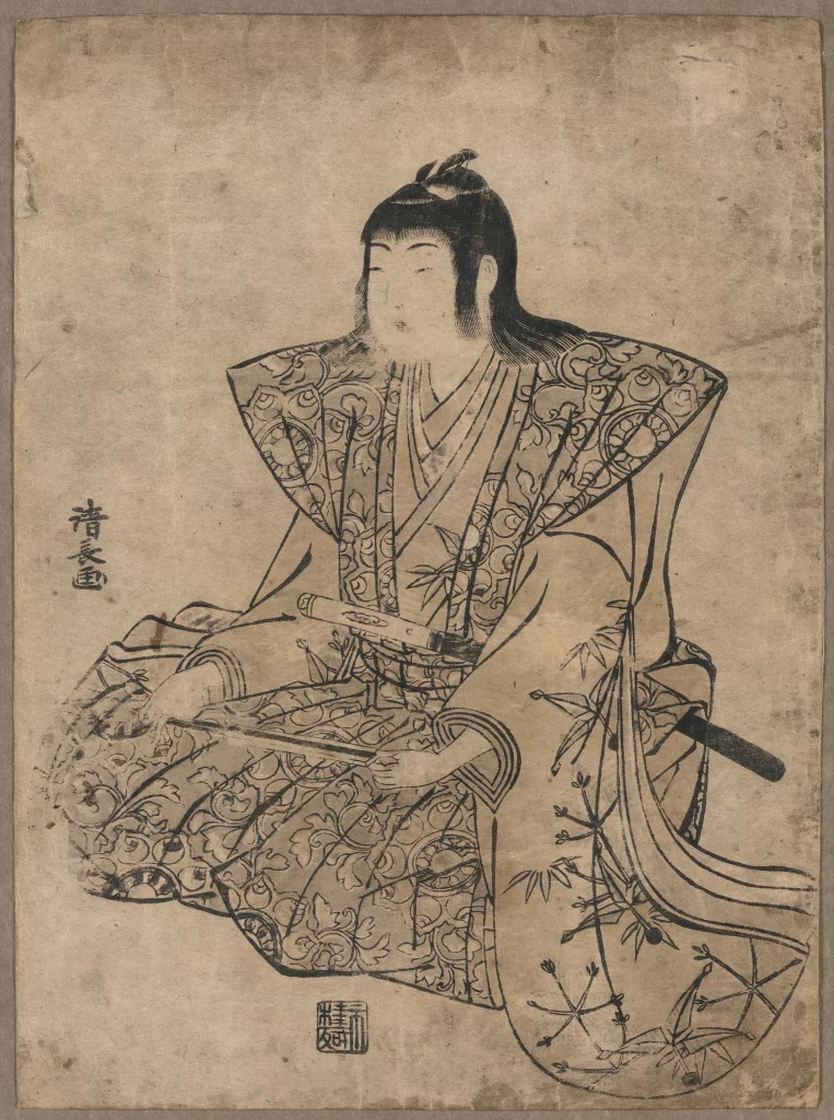 Traditional Japanese Attire Samurai Historical Figure Ink Drawing Cultural Heritage