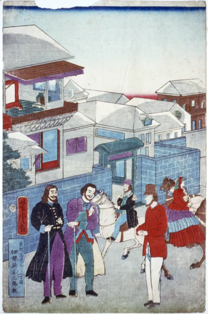 Traditional Japanese Art Historical Scene Cultural Depiction Foreign Visitors Edo Period