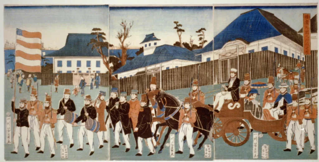 Traditional Art Historical Scene Procession Cultural Depiction Foreign Influence