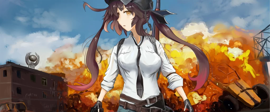 Anime Character Dynamic Action Explosion Intense Scene Dramatic Background