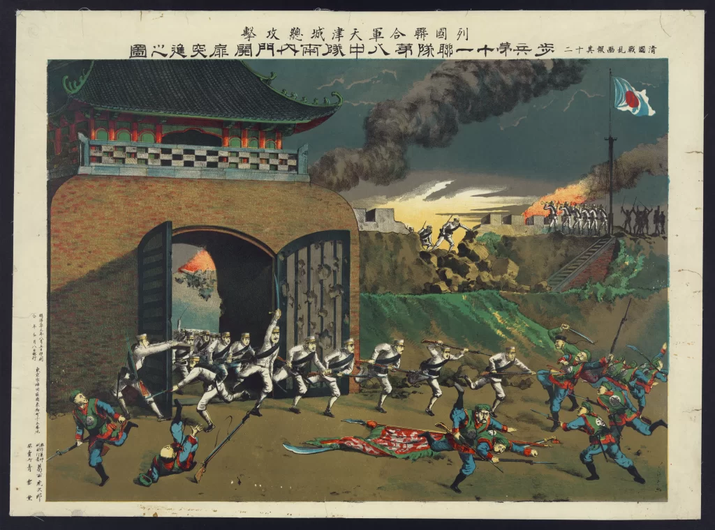 Battle Soldiers Traditional Architecture Smoke Flag Historical Scene
