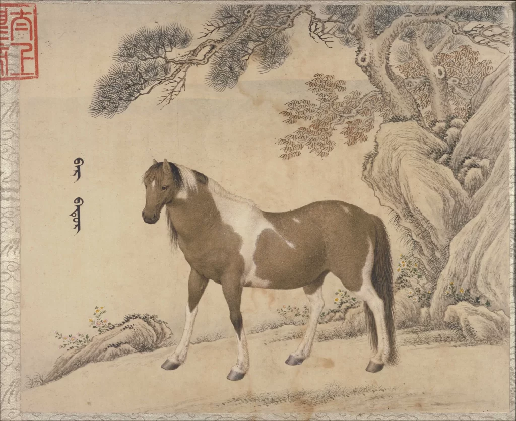Bay Horse White Markings Pine Tree Wang Zhicheng