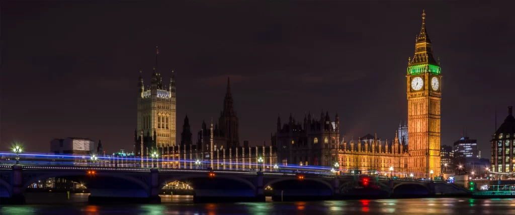 Big Ben London Night Lights Bridge River