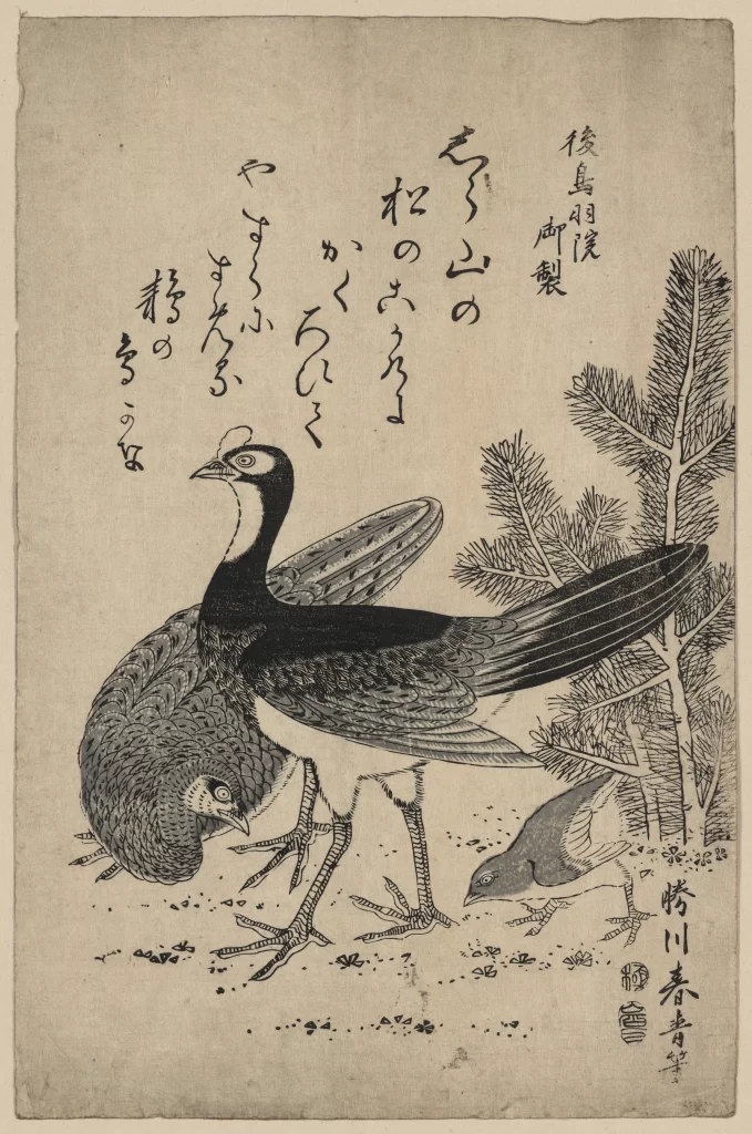 Birds Pine Tree Japanese Art Calligraphy Nature