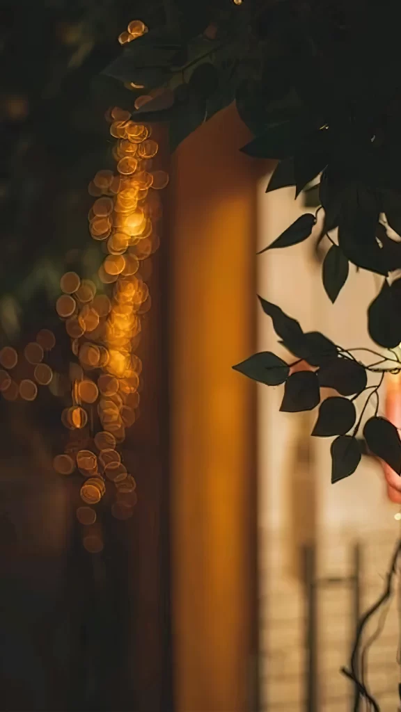 Bokeh Lights Warm Tones Blurred Background Leaves Soft Focus